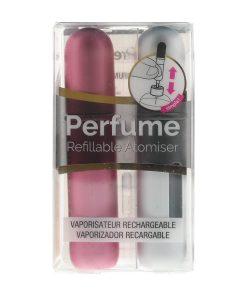 Pressit Refillable Perfume Spray Bottles 2 x 4ml - Pink  Silver