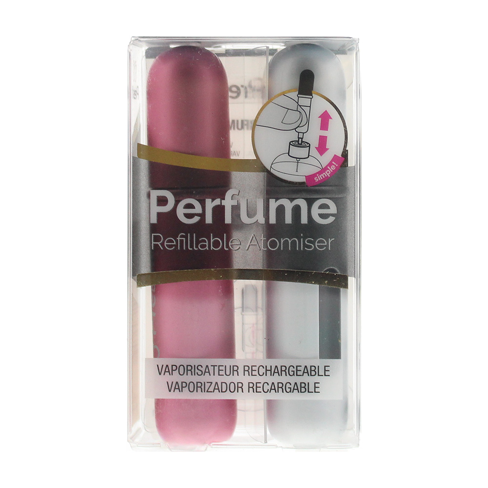 Pressit Refillable Perfume Spray Bottles 2 x 4ml - Pink  Silver