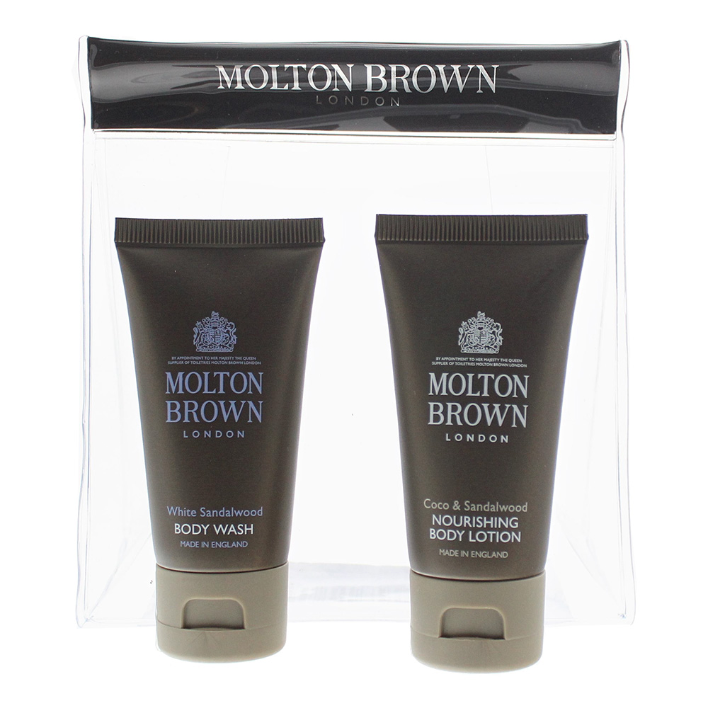 Molton Brown 2 Piece Gift Set: Coco Sandalwood Body Lotion 30ml - White Sandalwood Body Wash 30ml
