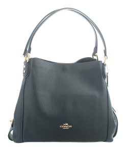 Coach Edie 31 Pebbled Leather Navy Shoulder Bag