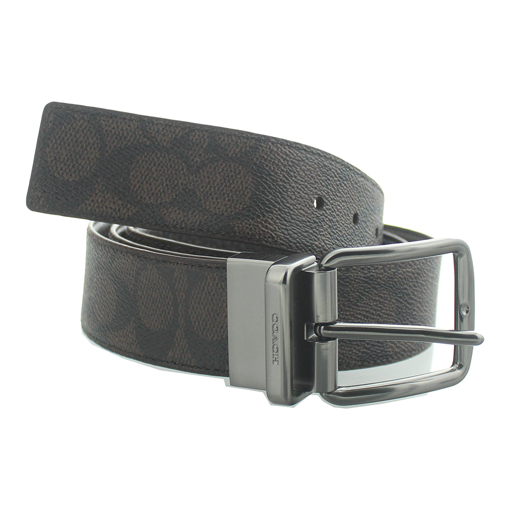Coach Harness Buckle Cut-To-Size Reversible Mahogany 38mm Belt