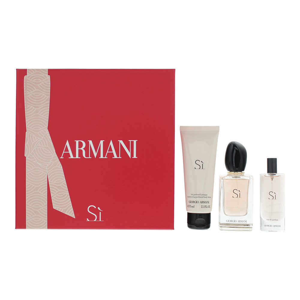 Giorgio Armani Si 3 Piece Gift Set: Eau De Parfum 50ml - Eau De Parfum 15ml - Body Lotion 75ml 1 Giorgio Armani Si 3 Piece Gift Set: Eau De Parfum 50ml - Eau De Parfum 15ml - Body Lotion 75ml