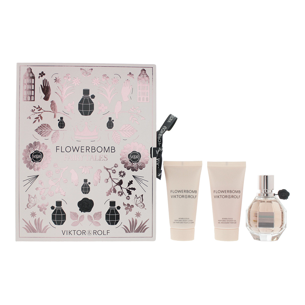 Viktor  Rolf Flowerbomb 3 Piece Gift Set: Eau De Parfum 50ml - Shower Gel 50ml - Body Lotion 50ml