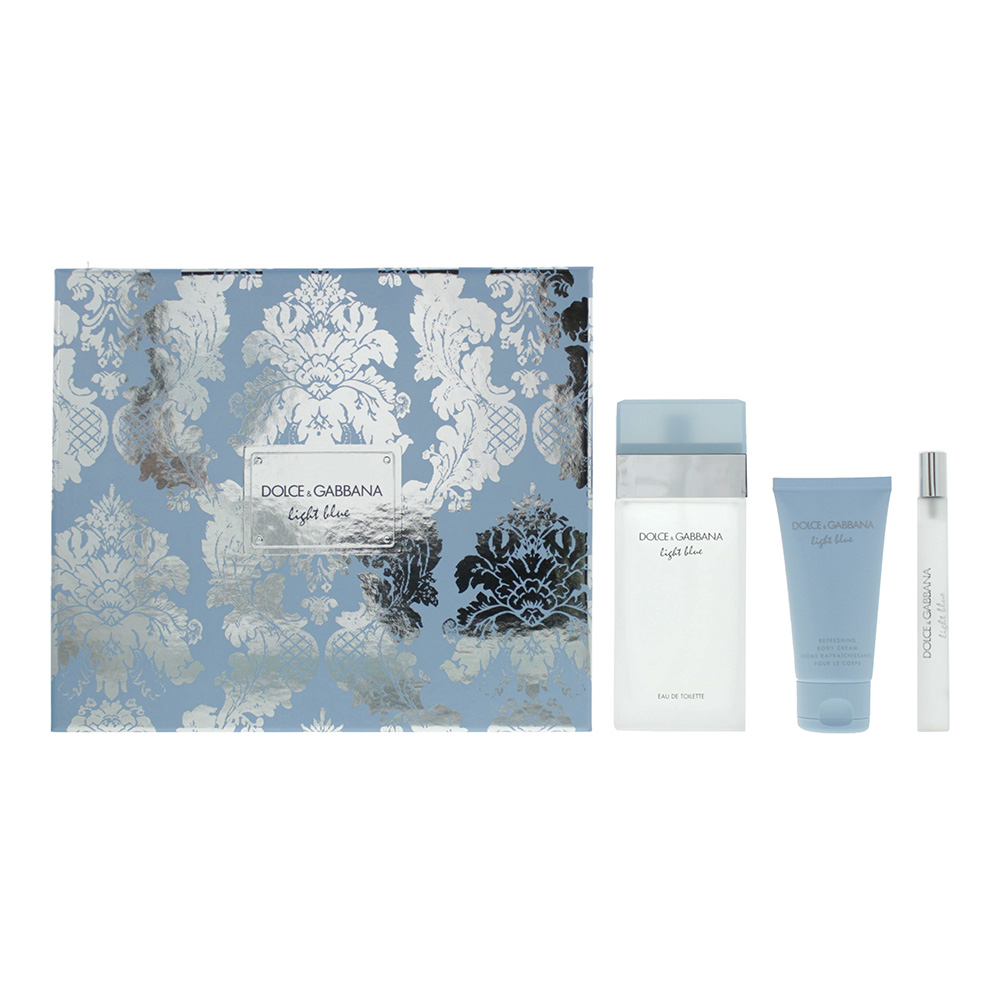 Dolce Gabbana Light Blue 3 Piece Gift Set: Eau De Toilette 100ml - Body Cream 50ml - Eau De Toilette 10ml 1 Dolce Gabbana Light Blue 3 Piece Gift Set: Eau De Toilette 100ml - Body Cream 50ml - Eau De Toilette 10ml
