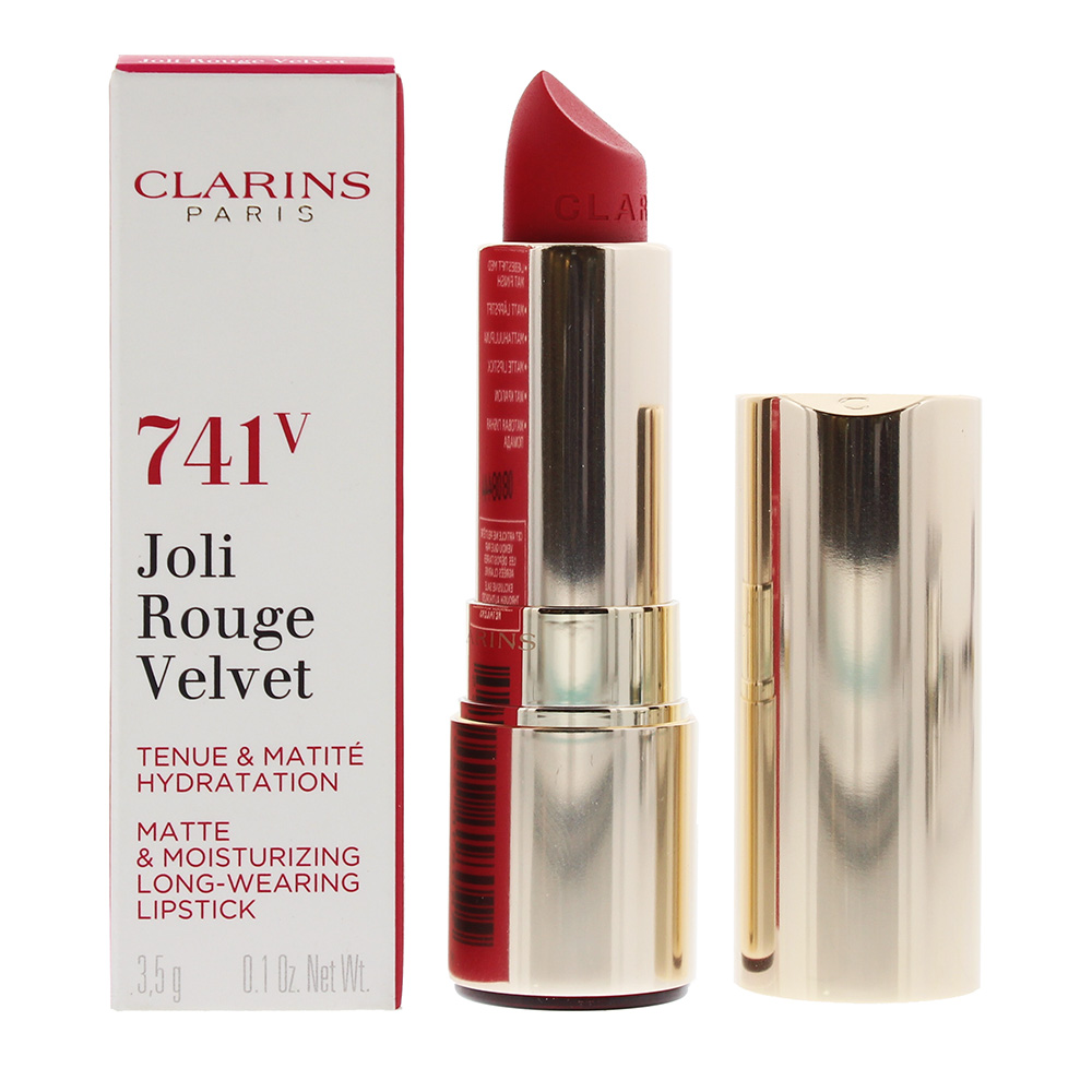 Clarins Joli Rouge Velvet Matte Moisturizing Long Wearing Lipstick 741V Red Orange 3 Clarins Joli Rouge Velvet Matte Moisturizing Long Wearing Lipstick 741V Red Orange 3.5g