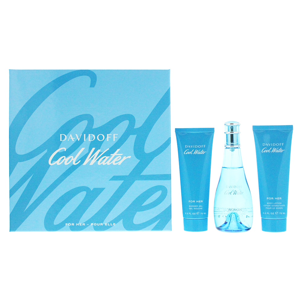Davidoff Cool Water Woman 3 Piece Eau De Toilette 100ML Body Lotion 75ML Shower Gel 75ML 1 Davidoff Cool Water Woman 3 Piece Eau De Toilette 100ML Body Lotion 75ML Shower Gel 75ML